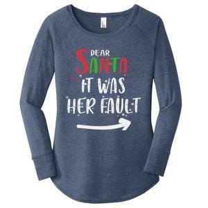 Dear Santa It Was His Fault His And Her Christmas Gift Women's Perfect Tri Tunic Long Sleeve Shirt