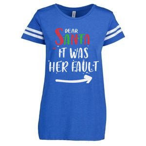 Dear Santa It Was His Fault His And Her Christmas Gift Enza Ladies Jersey Football T-Shirt