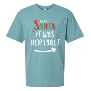 Dear Santa It Was His Fault His And Her Christmas Gift Sueded Cloud Jersey T-Shirt