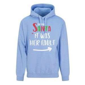 Dear Santa It Was His Fault His And Her Christmas Gift Unisex Surf Hoodie