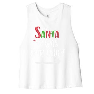 Dear Santa It Was His Fault His And Her Christmas Gift Women's Racerback Cropped Tank