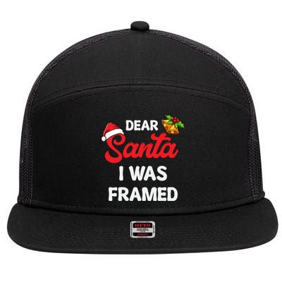 Dear Santa I Was Framed Gift 7 Panel Mesh Trucker Snapback Hat