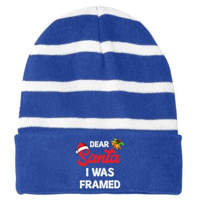 Dear Santa I Was Framed Gift Striped Beanie with Solid Band