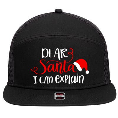 Dear Santa I Can Explain Christmas Xmas Gift 7 Panel Mesh Trucker Snapback Hat