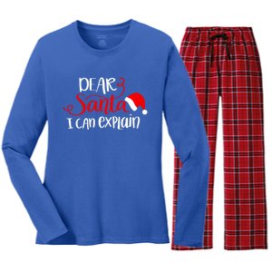 Dear Santa I Can Explain Christmas Xmas Gift Women's Long Sleeve Flannel Pajama Set 