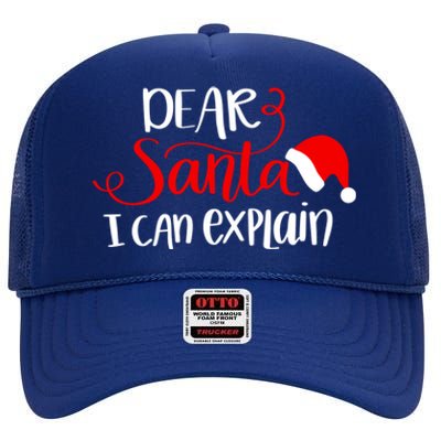 Dear Santa I Can Explain Christmas Xmas Gift High Crown Mesh Back Trucker Hat