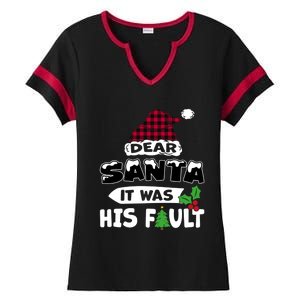 Dear Santa It Was His Fault His And Her Christmas Great Gift Ladies Halftime Notch Neck Tee