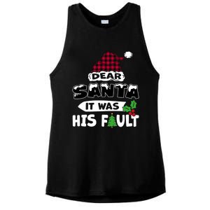 Dear Santa It Was His Fault His And Her Christmas Great Gift Ladies PosiCharge Tri-Blend Wicking Tank