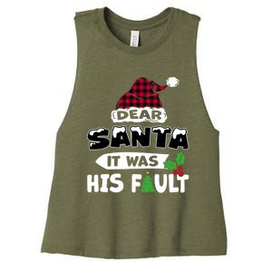 Dear Santa It Was His Fault His And Her Christmas Great Gift Women's Racerback Cropped Tank