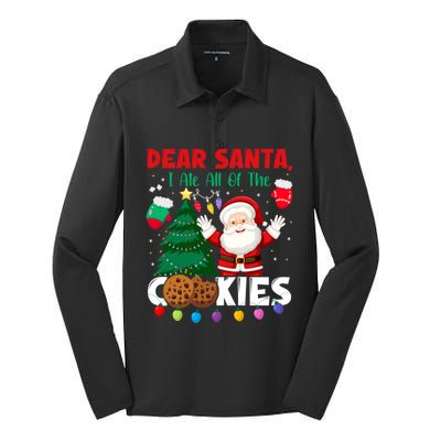 Dear Santa I Ate All Of The Christmas Cookies Baking Crew Gift Silk Touch Performance Long Sleeve Polo