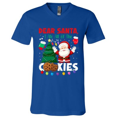 Dear Santa I Ate All Of The Christmas Cookies Baking Crew Gift V-Neck T-Shirt