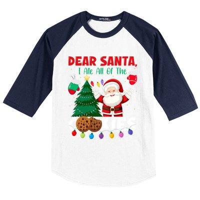 Dear Santa I Ate All Of The Christmas Cookies Baking Crew Gift Baseball Sleeve Shirt