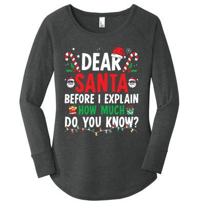 Dear Santa I Can Explain Funny Christmas Women's Perfect Tri Tunic Long Sleeve Shirt