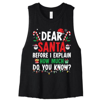 Dear Santa I Can Explain Funny Christmas Women's Racerback Cropped Tank