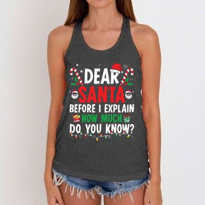 Dear Santa I Can Explain Funny Christmas Women's Knotted Racerback Tank