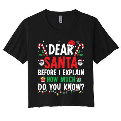 Dear Santa I Can Explain Funny Christmas Women's Crop Top Tee