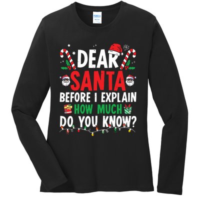 Dear Santa I Can Explain Funny Christmas Ladies Long Sleeve Shirt