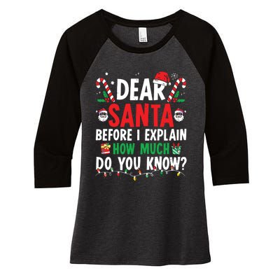 Dear Santa I Can Explain Funny Christmas Women's Tri-Blend 3/4-Sleeve Raglan Shirt