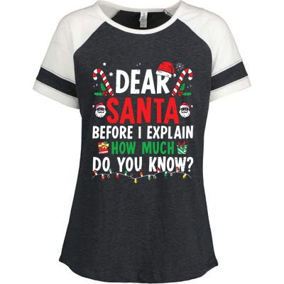 Dear Santa I Can Explain Funny Christmas Enza Ladies Jersey Colorblock Tee