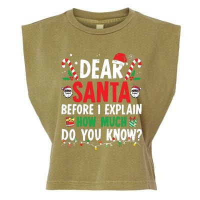 Dear Santa I Can Explain Funny Christmas Garment-Dyed Women's Muscle Tee