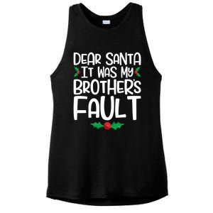 Dear Santa It Was My Brothers Fault Family Christmas Gift Ladies PosiCharge Tri-Blend Wicking Tank