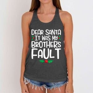 Dear Santa It Was My Brothers Fault Family Christmas Gift Women's Knotted Racerback Tank