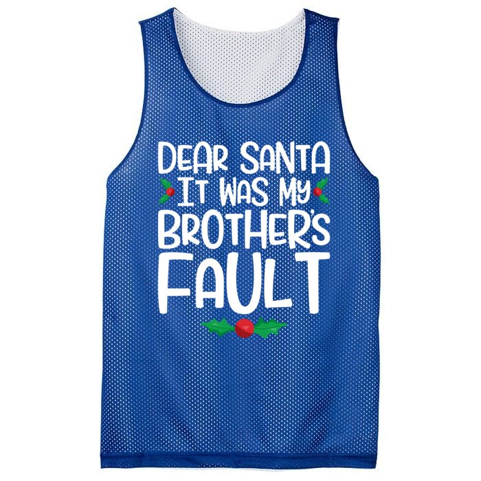 Dear Santa It Was My Brothers Fault Family Christmas Gift Mesh Reversible Basketball Jersey Tank