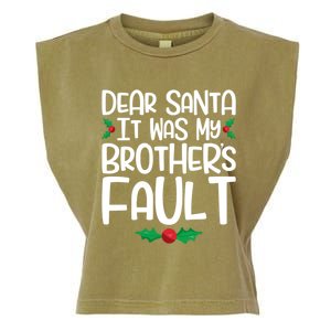 Dear Santa It Was My Brothers Fault Family Christmas Gift Garment-Dyed Women's Muscle Tee