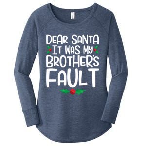 Dear Santa It Was My Brothers Fault Family Christmas Gift Women's Perfect Tri Tunic Long Sleeve Shirt