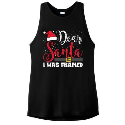 Dear Santa I Was Framed Funny Christmas Stocking Stuffer Gift Ladies PosiCharge Tri-Blend Wicking Tank