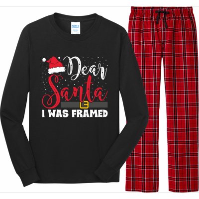 Dear Santa I Was Framed Funny Christmas Stocking Stuffer Gift Long Sleeve Pajama Set