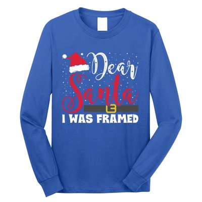 Dear Santa I Was Framed Funny Christmas Stocking Stuffer Gift Long Sleeve Shirt