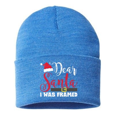 Dear Santa I Was Framed Funny Christmas Stocking Stuffer Gift Sustainable Knit Beanie