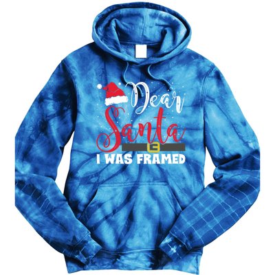 Dear Santa I Was Framed Funny Christmas Stocking Stuffer Gift Tie Dye Hoodie