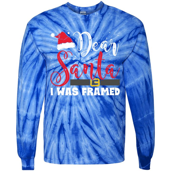 Dear Santa I Was Framed Funny Christmas Stocking Stuffer Gift Tie-Dye Long Sleeve Shirt