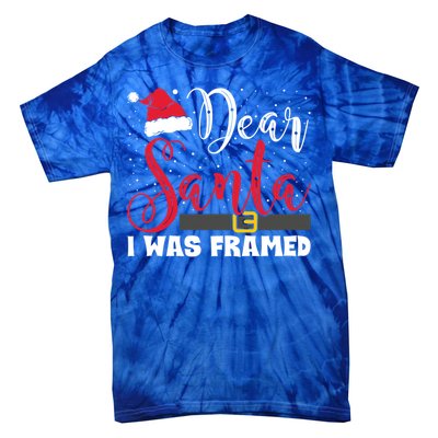 Dear Santa I Was Framed Funny Christmas Stocking Stuffer Gift Tie-Dye T-Shirt