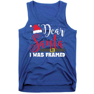 Dear Santa I Was Framed Funny Christmas Stocking Stuffer Gift Tank Top