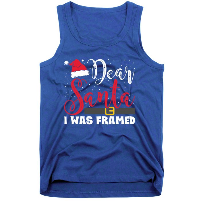 Dear Santa I Was Framed Funny Christmas Stocking Stuffer Gift Tank Top