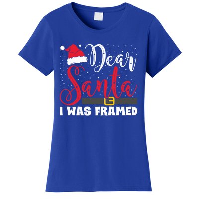 Dear Santa I Was Framed Funny Christmas Stocking Stuffer Gift Women's T-Shirt