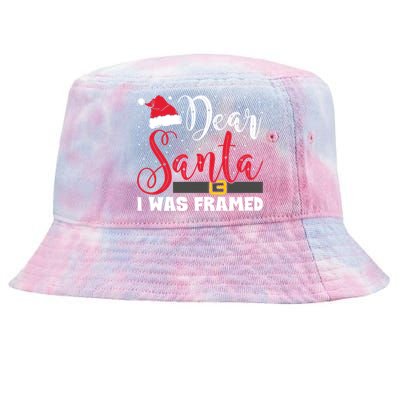 Dear Santa I Was Framed Funny Christmas Stocking Stuffer Gift Tie-Dyed Bucket Hat