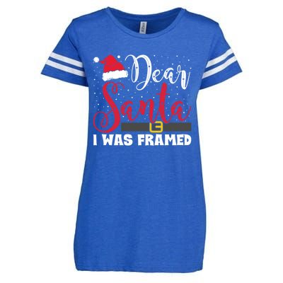 Dear Santa I Was Framed Funny Christmas Stocking Stuffer Gift Enza Ladies Jersey Football T-Shirt