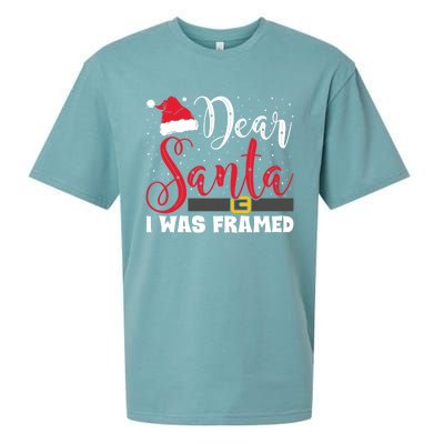 Dear Santa I Was Framed Funny Christmas Stocking Stuffer Gift Sueded Cloud Jersey T-Shirt