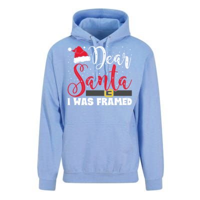 Dear Santa I Was Framed Funny Christmas Stocking Stuffer Gift Unisex Surf Hoodie