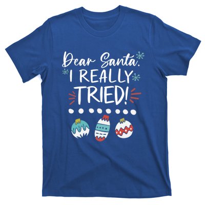 Dear Santa I Really Tried Family Group Christmas Matching Gift T-Shirt