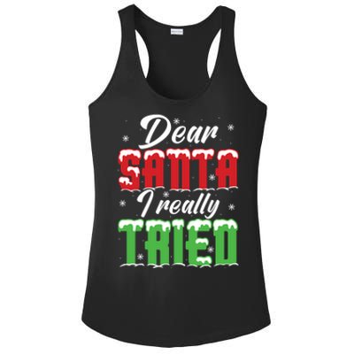 Dear Santa I Really Tried Gift Ladies PosiCharge Competitor Racerback Tank