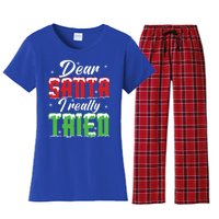 Dear Santa I Really Tried Gift Women's Flannel Pajama Set