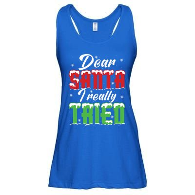 Dear Santa I Really Tried Gift Ladies Essential Flowy Tank