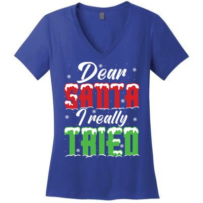 Dear Santa I Really Tried Gift Women's V-Neck T-Shirt