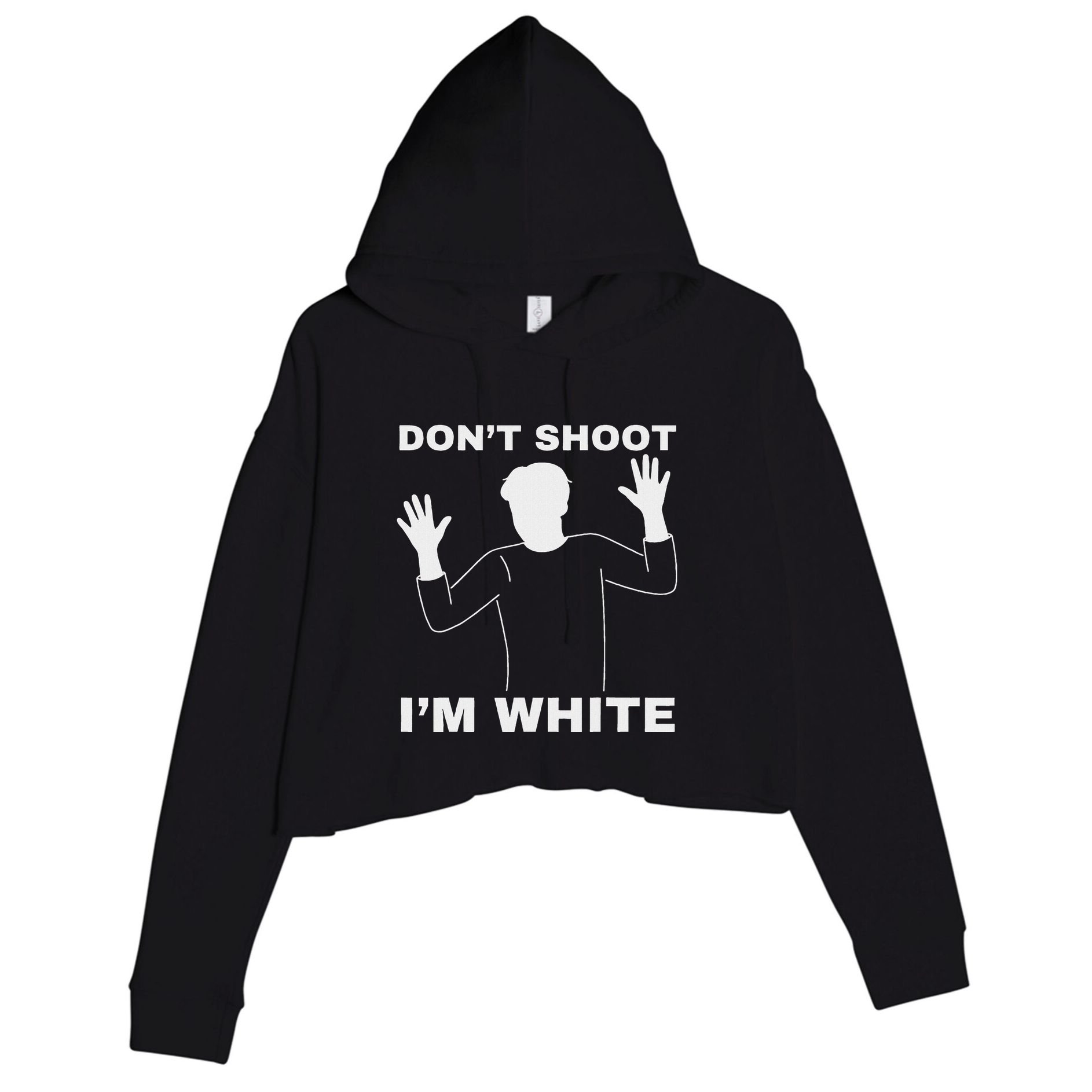 DonT Shoot IM White Crop Fleece Hoodie