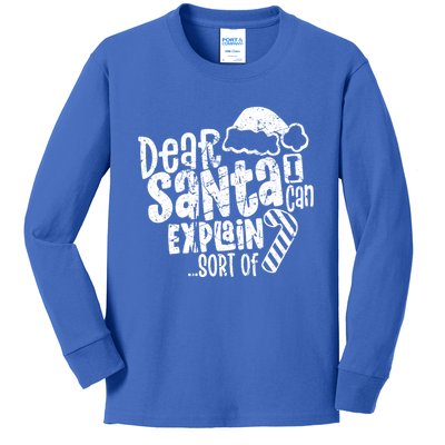 Dear Santa I Can Explain Funny Cute Christmas Vintage Cute Gift Kids Long Sleeve Shirt